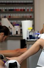 SHARON STONE at a Nail Salon in Beverly Hills 09/28/2015