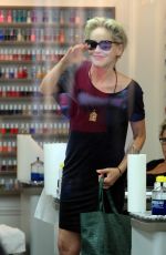 SHARON STONE at a Nail Salon in Beverly Hills 09/28/2015