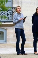 SHARON STONE Out and About in Paris 09/17/2015