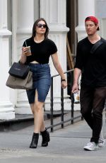 SOPHIE SIMMONS in Jeans Skirt Out in New York 09/21/2015