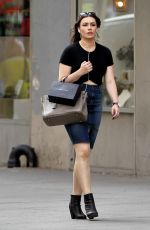SOPHIE SIMMONS in Jeans Skirt Out in New York 09/21/2015