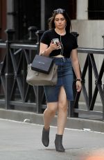 SOPHIE SIMMONS in Jeans Skirt Out in New York 09/21/2015