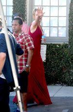 UMA THURMAN on the Set of Brits Are Coming in West Hollywood 08/30/2015