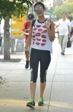 VICTORIA JUSTICE in Leggings Out in New York 09/01/2015