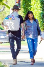 ZOE SALDANA Arrives at Her Friends Baby Shower in Hancock Park 09/27/2015