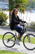 ZOE SALDANA Riding a Bik at Stanley Park Seawall in Vancouver 09/05/2015