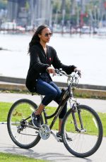 ZOE SALDANA Riding a Bik at Stanley Park Seawall in Vancouver 09/05/2015