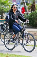 ZOE SALDANA Riding a Bik at Stanley Park Seawall in Vancouver 09/05/2015