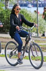 ZOE SALDANA Riding a Bik at Stanley Park Seawall in Vancouver 09/05/2015