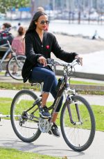 ZOE SALDANA Riding a Bik at Stanley Park Seawall in Vancouver 09/05/2015