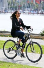 ZOE SALDANA Riding a Bik at Stanley Park Seawall in Vancouver 09/05/2015