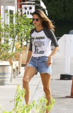 ALESSANDRA AMBROSIO in Denim Shorts Out in Brentwood 10/27/2015