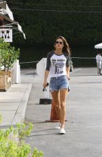ALESSANDRA AMBROSIO in Denim Shorts Out in Brentwood 10/27/2015