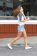 ALESSANDRA AMBROSIO in Denim Shorts Out in Brentwood 10/27/2015