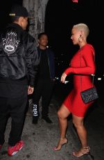 AMBER ROSE in Tight Red Dress Arrives at Warwick in Los Angeles 06/04/2015