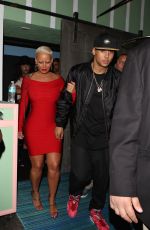 AMBER ROSE in Tight Red Dress Arrives at Warwick in Los Angeles 06/04/2015