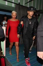 AMBER ROSE in Tight Red Dress Arrives at Warwick in Los Angeles 06/04/2015