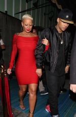 AMBER ROSE in Tight Red Dress Arrives at Warwick in Los Angeles 06/04/2015