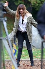 ANNE HATHAWAY on the set of Her New Movie, Colossal in Langley 10/19/2015