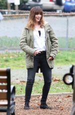 ANNE HATHAWAY on the set of Her New Movie, Colossal in Langley 10/19/2015