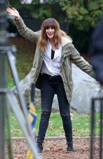 ANNE HATHAWAY on the set of Her New Movie, Colossal in Langley 10/19/2015