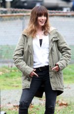 ANNE HATHAWAY on the set of Her New Movie, Colossal in Langley 10/19/2015