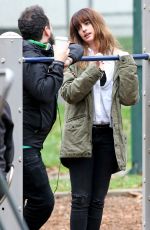 ANNE HATHAWAY on the set of Her New Movie, Colossal in Langley 10/19/2015