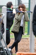 ANNE HATHAWAY on the set of Her New Movie, Colossal in Langley 10/19/2015