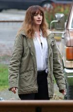 ANNE HATHAWAY on the set of Her New Movie, Colossal in Langley 10/19/2015