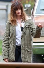 ANNE HATHAWAY on the set of Her New Movie, Colossal in Langley 10/19/2015