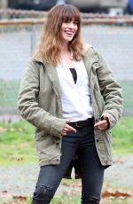 ANNE HATHAWAY on the set of Her New Movie, Colossal in Langley 10/19/2015