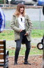 ANNE HATHAWAY on the set of Her New Movie, Colossal in Langley 10/19/2015