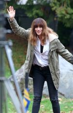 ANNE HATHAWAY on the set of Her New Movie, Colossal in Langley 10/19/2015