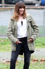 ANNE HATHAWAY on the set of Her New Movie, Colossal in Langley 10/19/2015