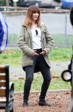 ANNE HATHAWAY on the set of Her New Movie, Colossal in Langley 10/19/2015