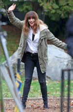 ANNE HATHAWAY on the set of Her New Movie, Colossal in Langley 10/19/2015