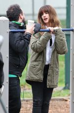 ANNE HATHAWAY on the set of Her New Movie, Colossal in Langley 10/19/2015
