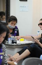 ASHLEY GREENE at a Nail Salon in Los Angeles 10/23/2015