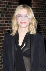 CATE BLANCHETT Arrives at The Late Show With Stephen Colbert in New York 10/08/2015