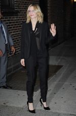 CATE BLANCHETT Arrives at The Late Show With Stephen Colbert in New York 10/08/2015