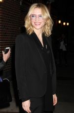 CATE BLANCHETT Arrives at The Late Show With Stephen Colbert in New York 10/08/2015