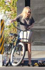 CHLOE SEVIGNY in Denim Shorts Riding a Bike Out in Venice 10/28/2015