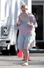 ELLE FANNING on the Set of 20th Century Women in Los Angeles 10/01/2015