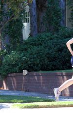 ELLE FANNING Out Jogging in Studio City 10/02/2015