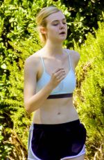ELLE FANNING Out Jogging in Studio City 10/02/2015