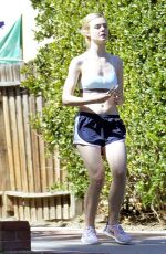 ELLE FANNING Out Jogging in Studio City 10/02/2015