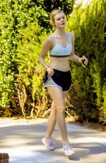 ELLE FANNING Out Jogging in Studio City 10/02/2015