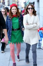 ELLIE KEMPER and TINA FEY on the Set of Unbreakable Kimmy Schmidt in New York 10/13/2015
