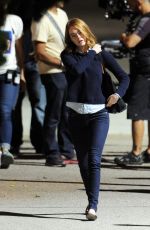EMMA STONE at La La Land Set in Los Angeles 10/07/2015