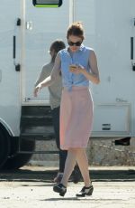 EMMA STONE at La La Land Set in Los Angeles 10/07/2015